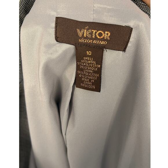 Victor Alfaro Women's Size 10 Button Up Peplum Gray Blazer Jacket #0380 - Picture 7 of 10